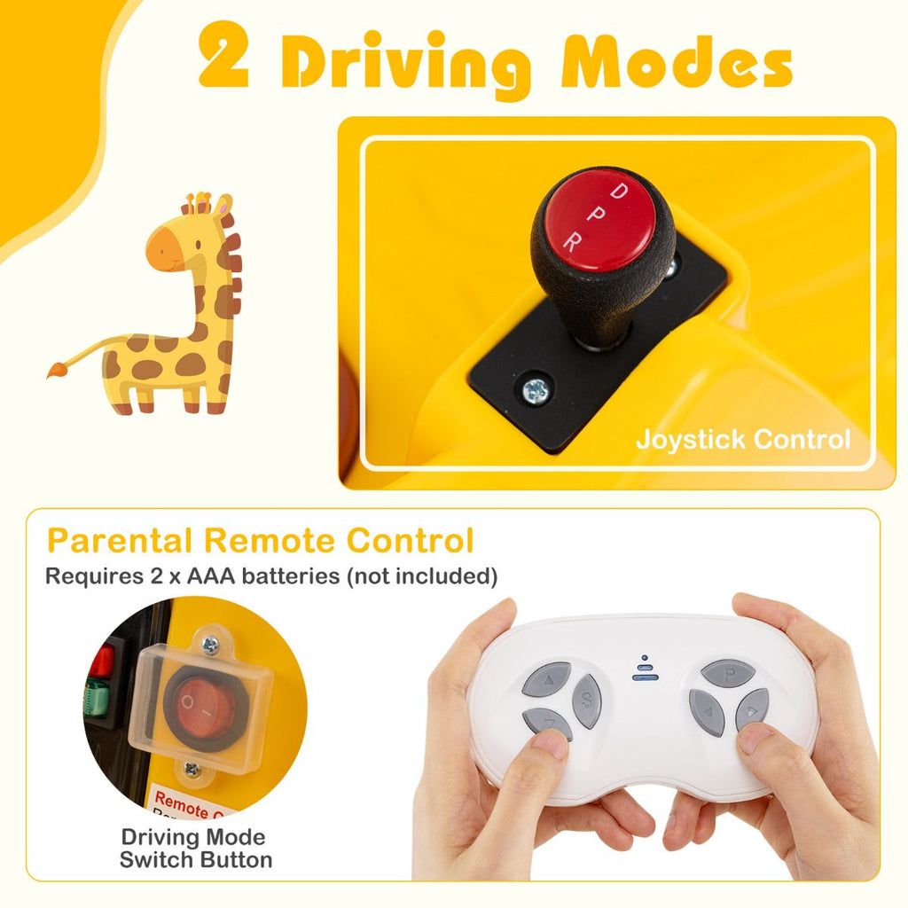 SEDOL 12V Giraffe Series Toddler Bumper Car with 360° Zero-Turn Dual Joysticks Parental Remote Control and Integrated LED Sensory Light Show