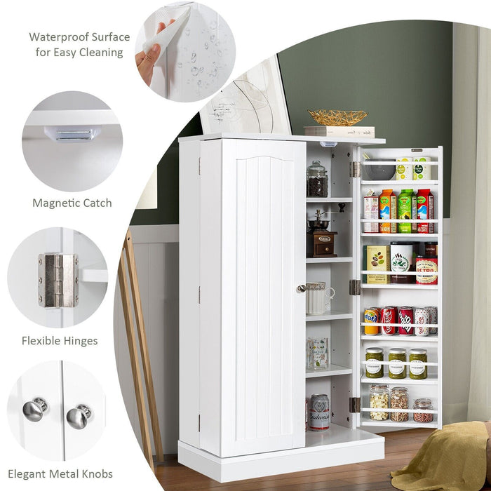 2-Door Pantry Cabinet with 6 Adjustable Shelves