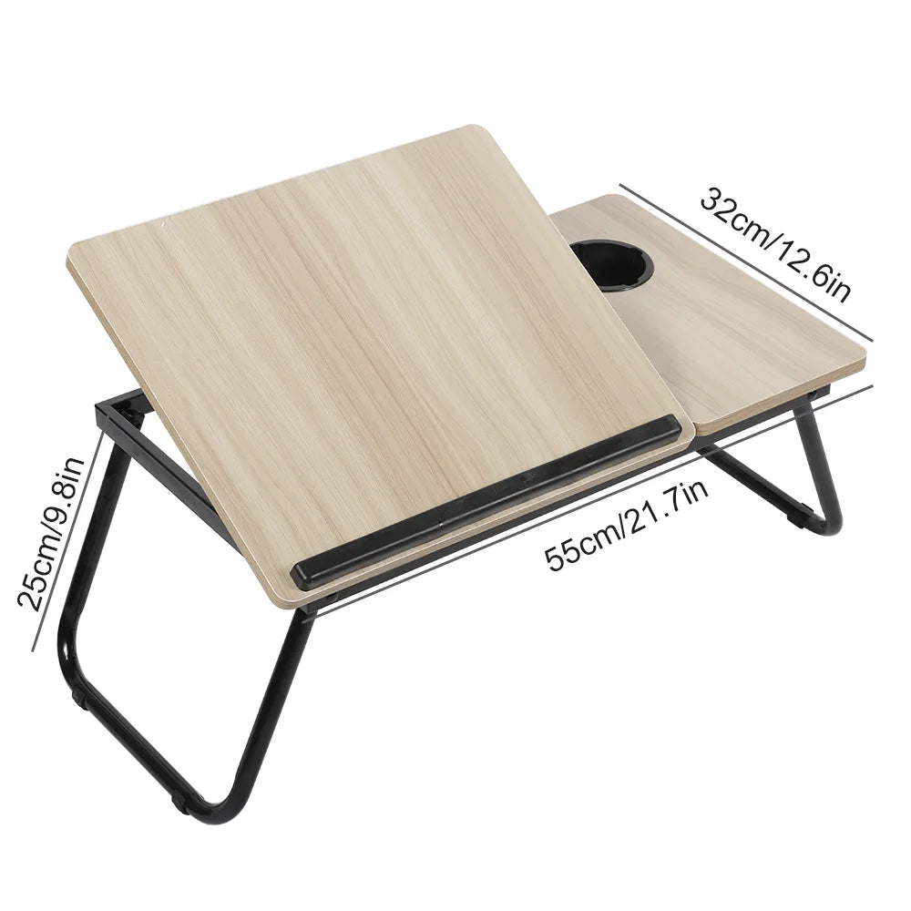 Multifunctional Foldable Bed Table – Portable Adjustable Laptop Desk with Cup Holder, Height & Angle Adjustable