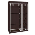 67" Portable Clothes Wardrobe – Fabric Closet with Hanging Rod (Dark Brown)