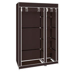 67" Portable Clothes Wardrobe – Fabric Closet with Hanging Rod (Dark Brown)