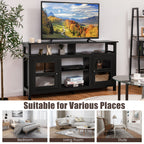 Living Room Console Table for Tvs with Wooden Fireplace and 2 Cabinets