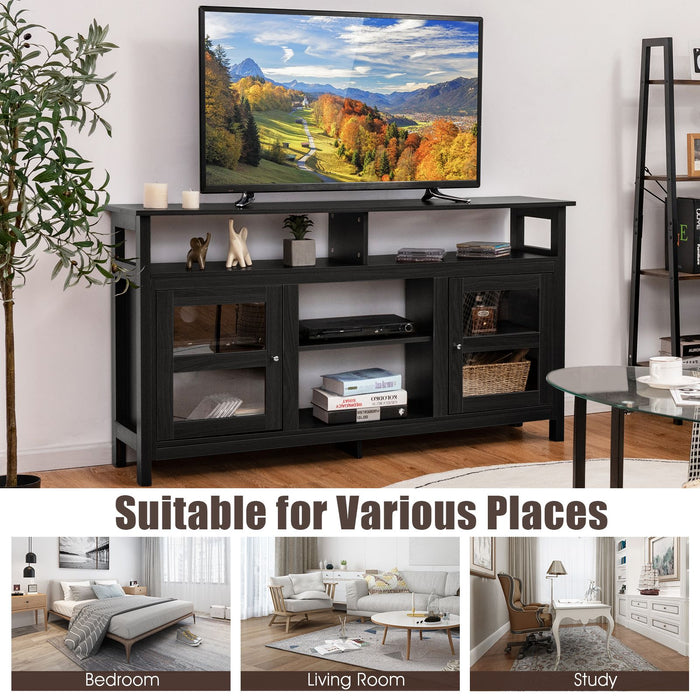 Living Room Console Table for Tvs with Wooden Fireplace and 2 Cabinets