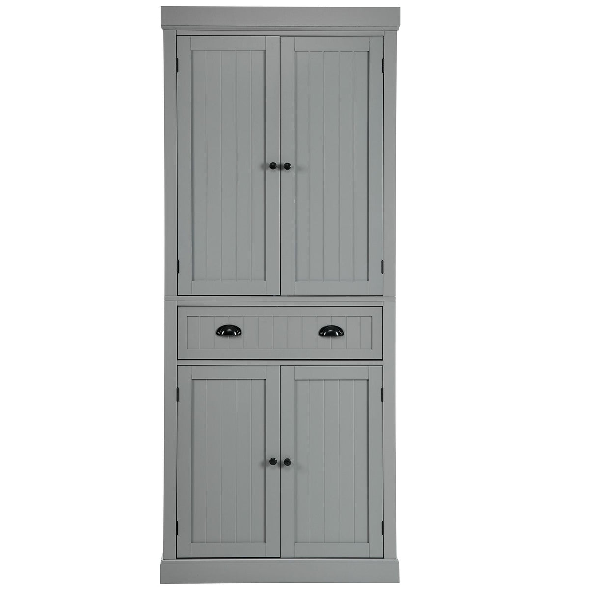 4-Door Tall Kitchen Cupboard Adjustable Shelves and Drawer