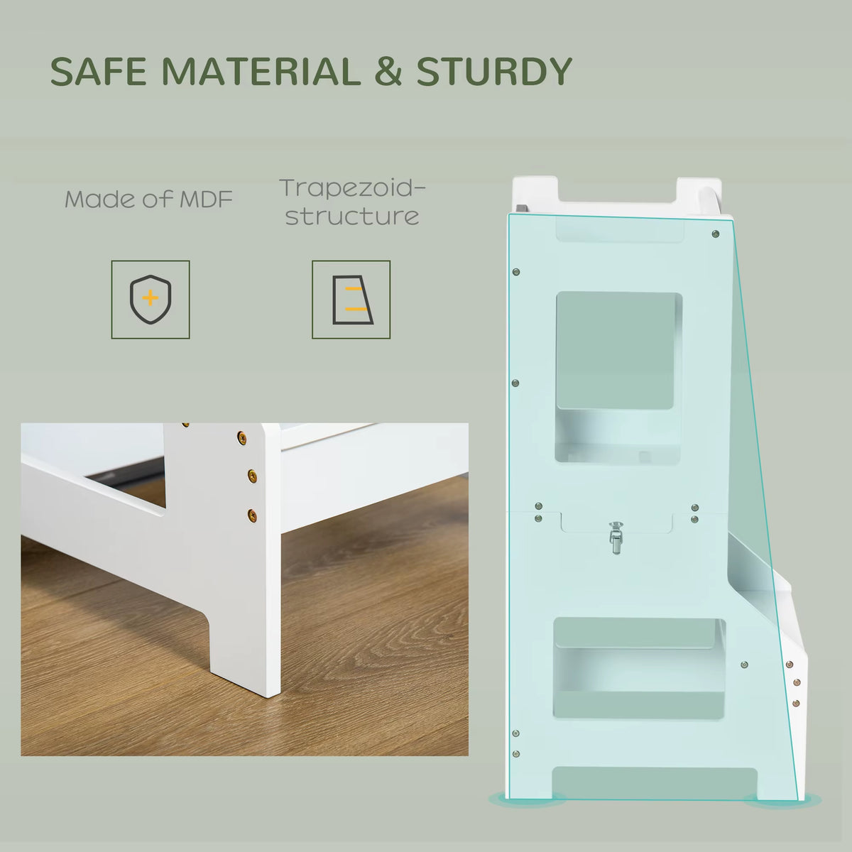 SEDOL 2-in-1 Montessori Convertible Learning Tower & Weaning Table with Integrated Chalkboard – Space-Saving Kitchen Helper Stool with Safety Guardrails