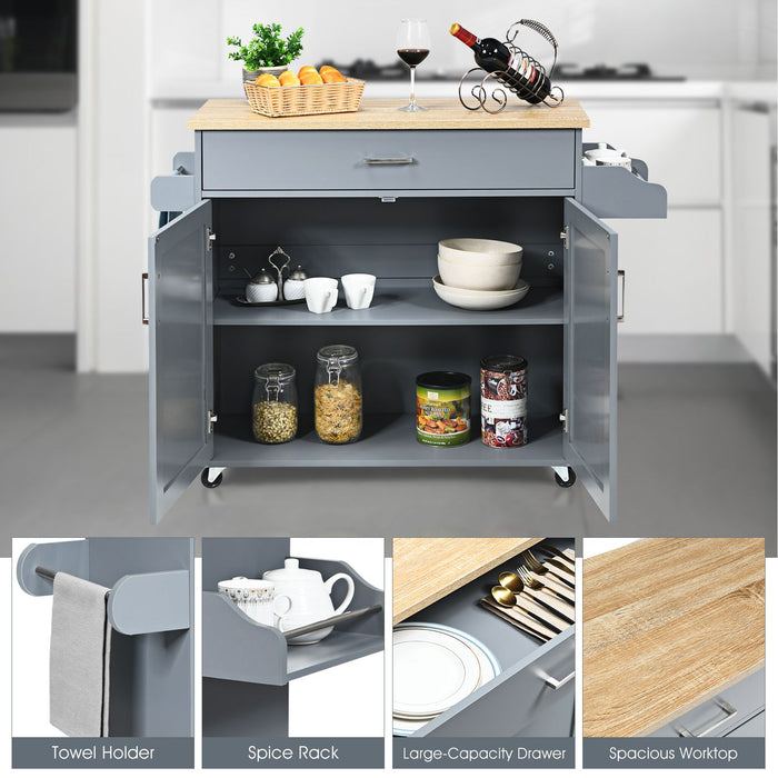 Rolling Kitchen Storage Trolley with Adjustable Shelf and Drawer