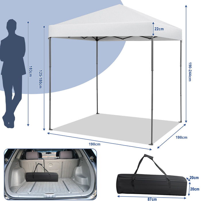 2x2m Pop-Up Canopy Tent with Adjustable Height