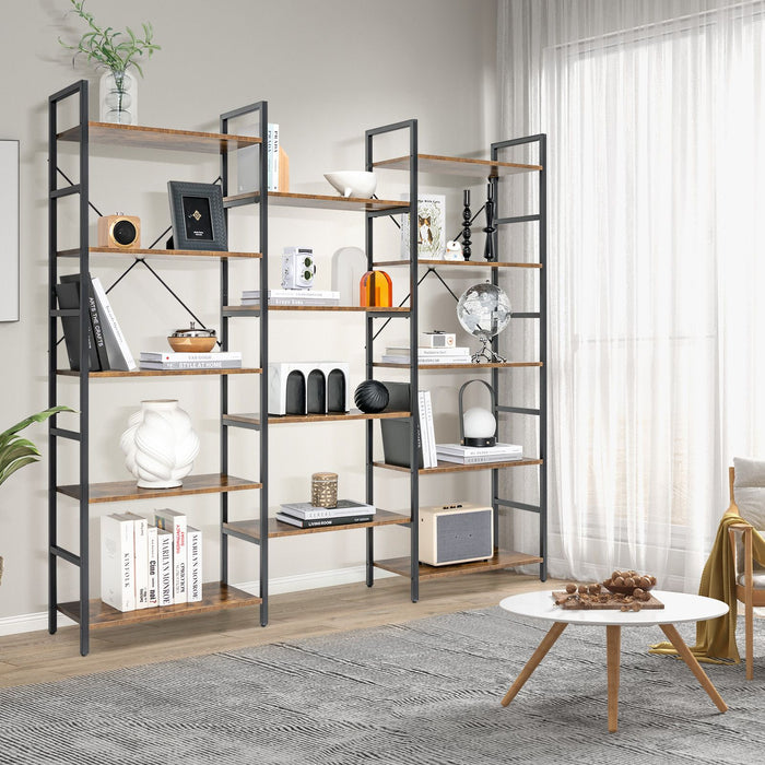 5-Tier Industrial Bookshelf with 14 Open Shelves for Home Office