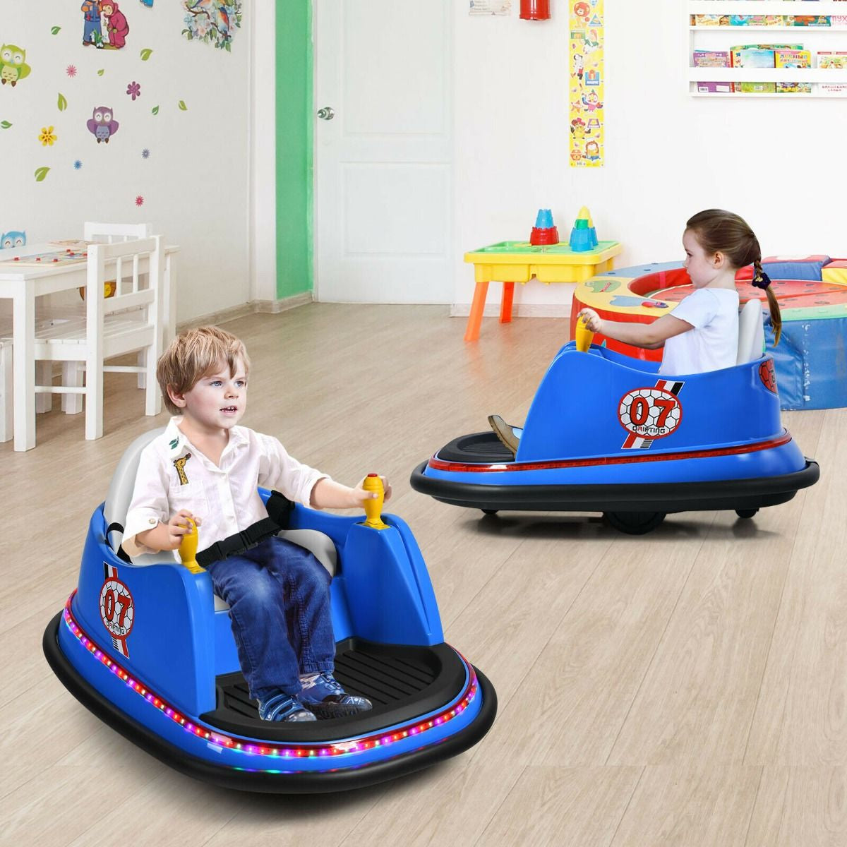 SEDOL Kids 6V Electric Bumper Car for Toddlers 360° Zero-Turn Waltz Car with Parental Remote Control Wall-Safe Rubber Bumper and Flashing LED Light Show
