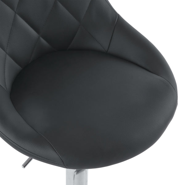 Adjustable PU Leather Counter & Bar Stool Set of 2 – Swivel 360°, Gas‑lift Height, Backrest, Footrest – Black