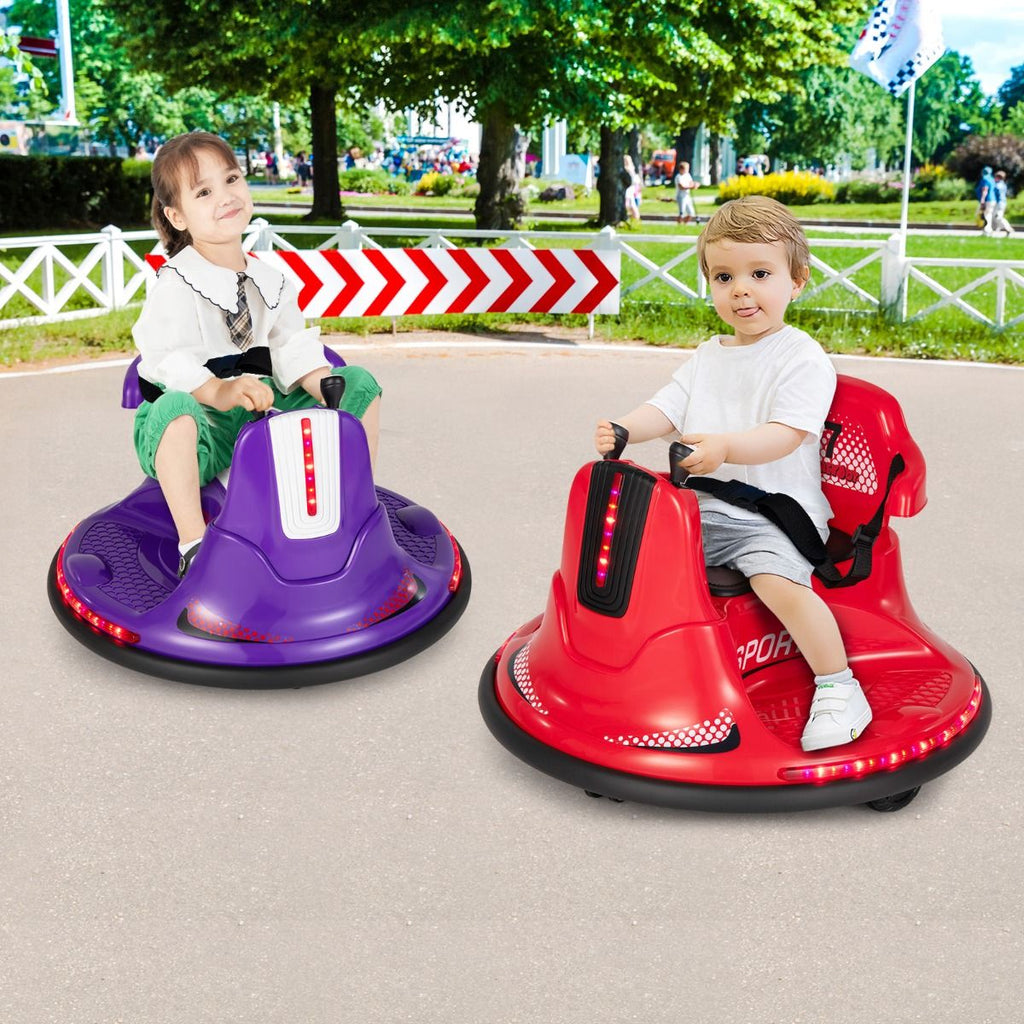 SEDOL 12V High-Performance Kids Bumper Car with 360° Zero-Turn Dual Joysticks Parental Remote Control LED Surround Lighting and Integrated USB/Story Hub