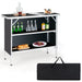Aluminum Lightweight Folding Picnic Table with 2-Tier Shelves and Carrying Bag