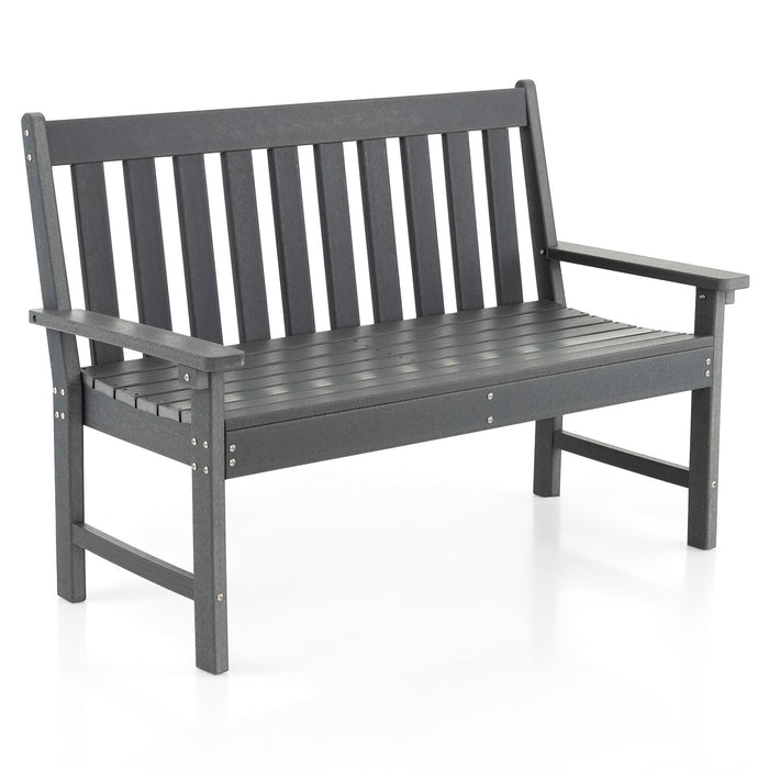 132cm HDPE Garden Bench – All-Weather Outdoor Seating with Backrest & Armrests