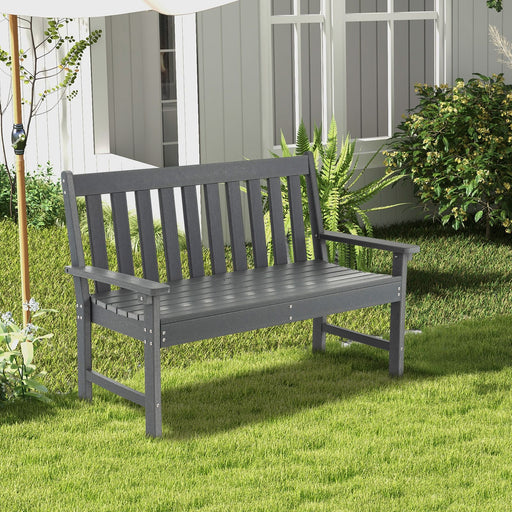 132cm HDPE Garden Bench – All-Weather Outdoor Seating with Backrest & Armrests