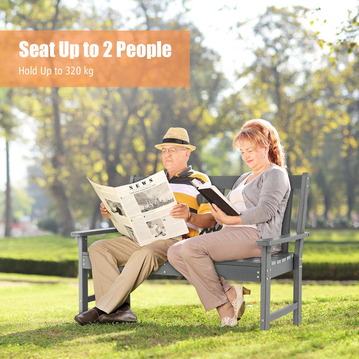 132cm HDPE Garden Bench – All-Weather Outdoor Seating with Backrest & Armrests
