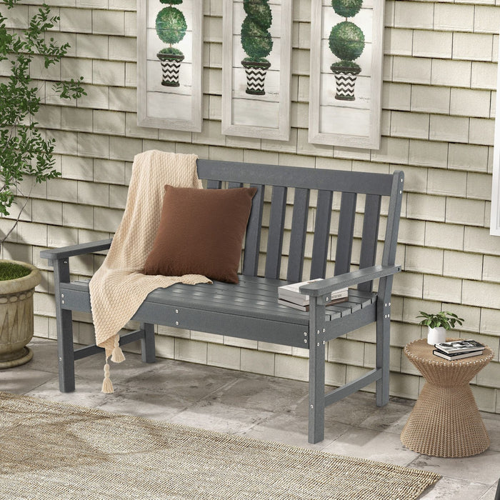 132cm HDPE Garden Bench – All-Weather Outdoor Seating with Backrest & Armrests