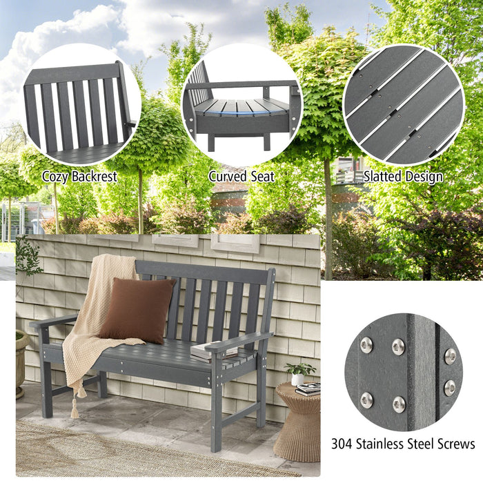 132cm HDPE Garden Bench – All-Weather Outdoor Seating with Backrest & Armrests