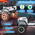 SEDOL 2-Seater 24V Kids Ride-On Truck with 4-Motor 4WD System Parental Remote Control 3-Point Safety Harness and Bonus Digging Shovel – 50kg Capacity