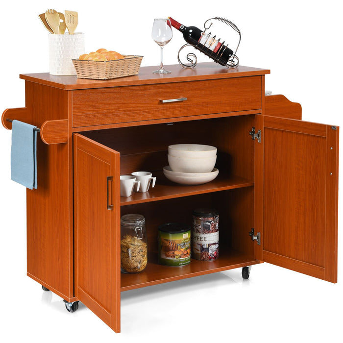 Rolling Kitchen Storage Trolley with Adjustable Shelf and Drawer