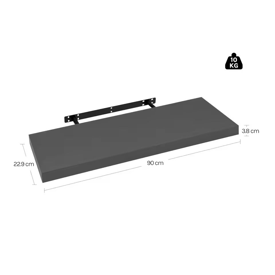 SEDOL Floating Wall Shelf Dark Grey Wooden Storage Rack for Books CD Display Floating Bookshelf for Kitchen Living Room Bedroom Wall Decor Home Office Organizer