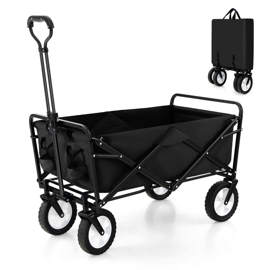 Heavy Duty Camping Garden Cart with Adjustable Handle and Drink Holders