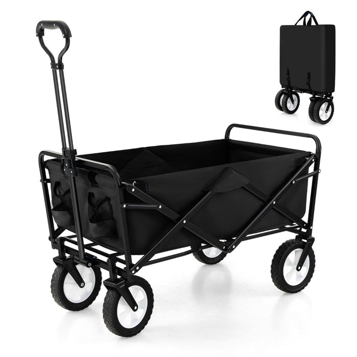 Heavy Duty Camping Garden Cart with Adjustable Handle and Drink Holders