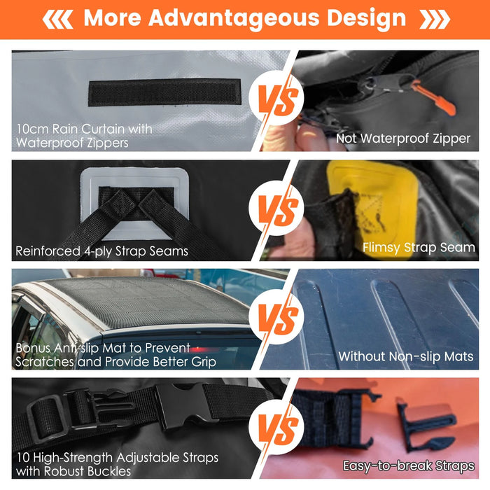 Waterproof Rooftop Luggage Bag with Non-Slip Mat and 6 Door Hooks