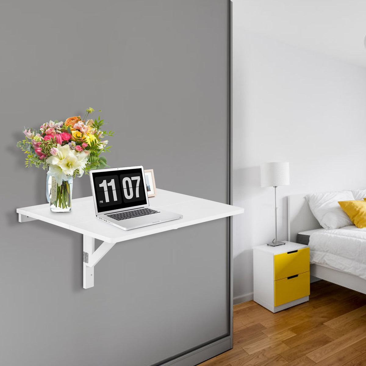 80 X 60 Cm Wall Mounted Folding Table Drop-Leaf Floating Writing Desk
