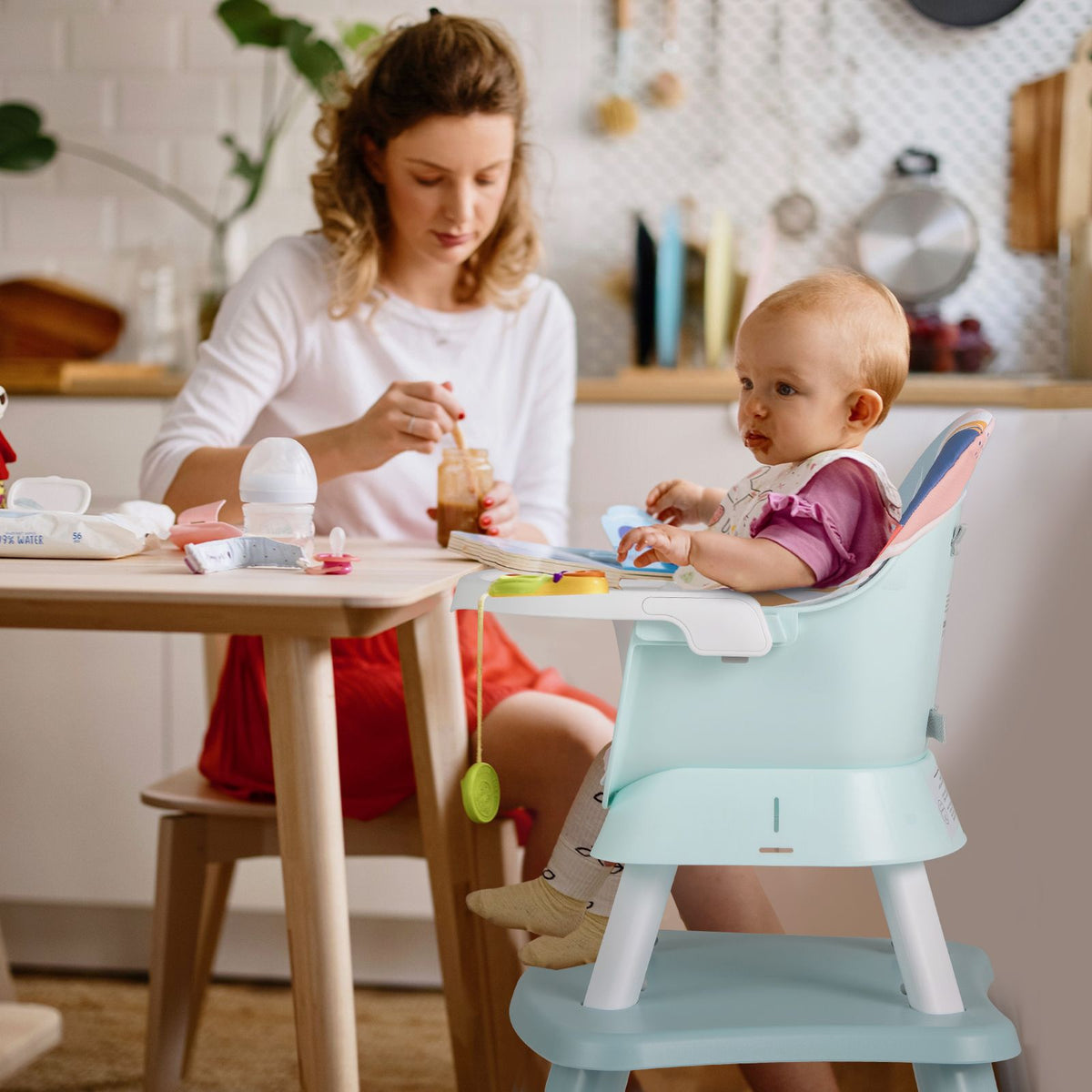 SEDOL 6-in-1 Ultimate Baby-to-Toddler High Chair & Activity Station with Building Block Tabletop Parental Booster Seat and Waterproof PU Leather Cushion – 25kg Capacity