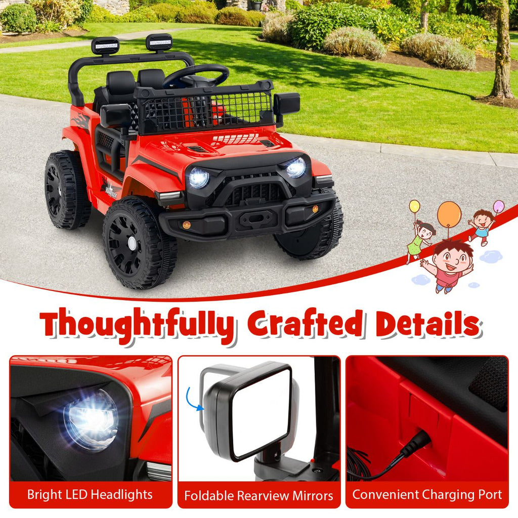 SEDOL 12V Electric Ride-On Truck for Kids with Parental Remote Control Dual 25W Motors All-Terrain Shock Absorbers LED Headlights and Soft-Start Safety System