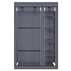 67" Portable Clothes Wardrobe – Fabric Closet with Hanging Rod (Grey)