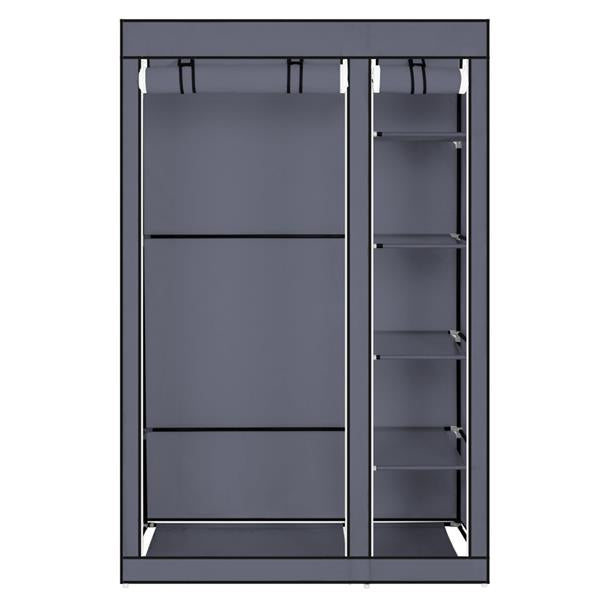 67" Portable Clothes Wardrobe – Fabric Closet with Hanging Rod (Grey)