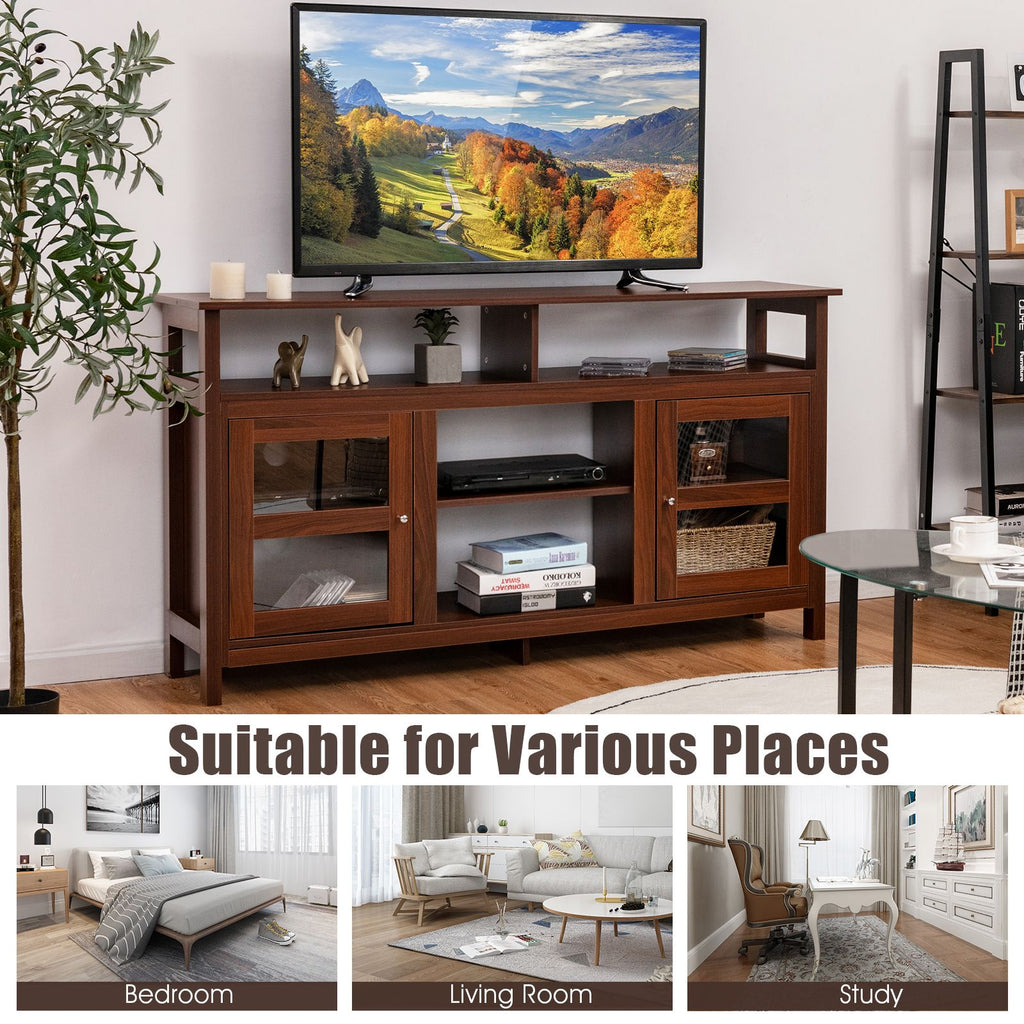 Living Room Console Table for Tvs with Wooden Fireplace and 2 Cabinets