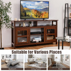 Living Room Console Table for Tvs with Wooden Fireplace and 2 Cabinets
