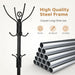 Modern Freestanding Metal Coat Stand with 12 Hooks