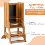 SEDOL 3-in-1 Montessori Learning Tower with Double-Sided Chalkboard & Whiteboard – Height-Adjustable Kitchen Helper Stool with Safety Rails and Anti-Tip Base