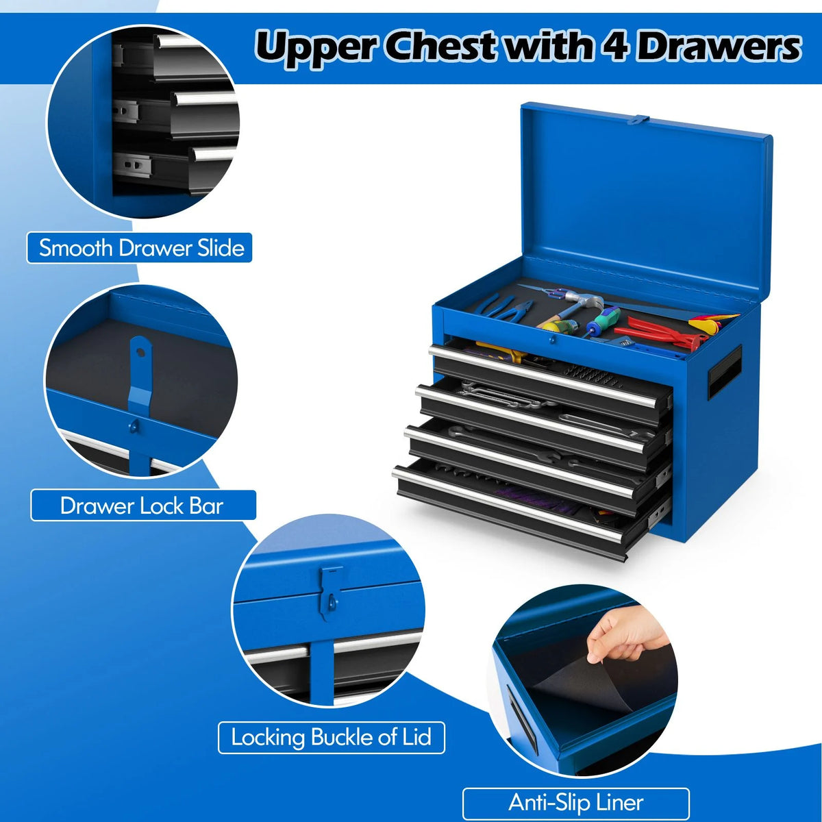 High-Capacity Rolling Tool Cabinet – Lockable Wheels, Metal 2‑in‑1 Chest & Base