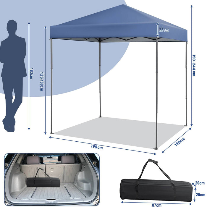 2x2m Pop-Up Canopy Tent with Adjustable Height