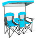 Double Folding Camping Chair with Canopy and Armrests