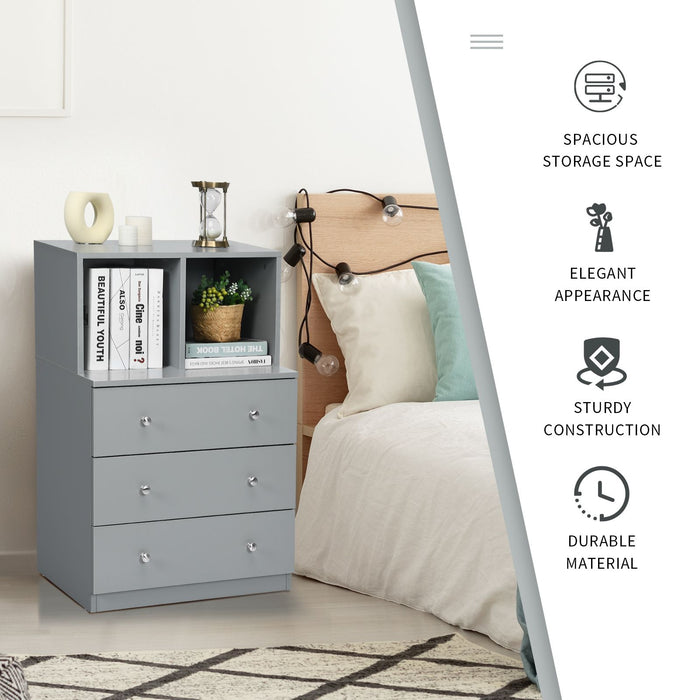 3-Drawer Dresser with 2 Open Compartments for Living Room Bedroom