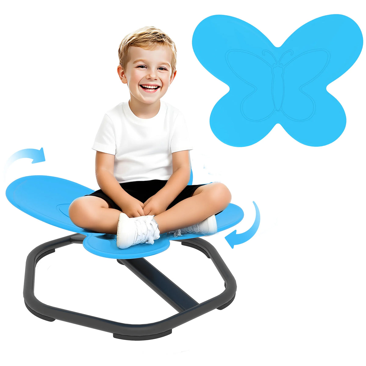 SEDOL Butterfly-Shaped Kids Swivel Chair – 360° Sensory Spinning Seat with Non-Slip Base, Steel Frame & Wide Fun Design for Ages 3-6