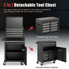 High-Capacity Rolling Tool Cabinet – Lockable Wheels, Metal 2‑in‑1 Chest & Base
