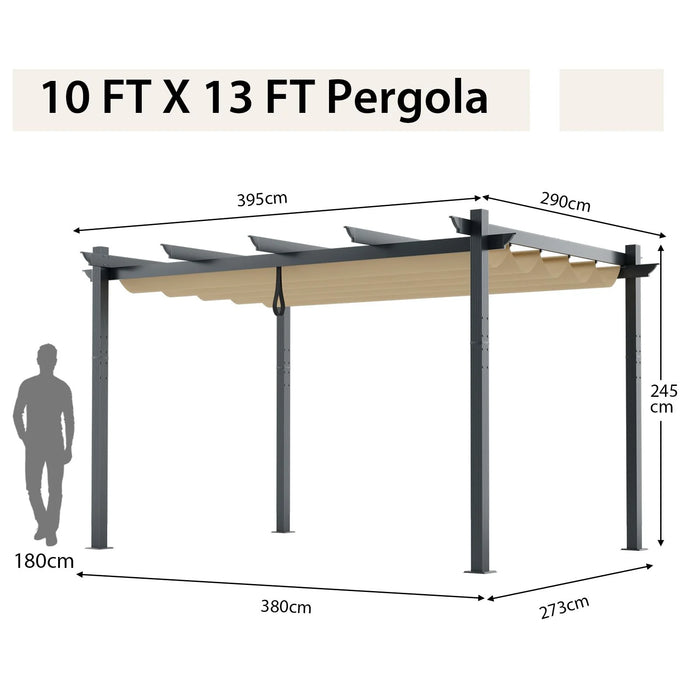3x4m Outdoor Retractable Pergola with Adjustable Sun Shade Canopy