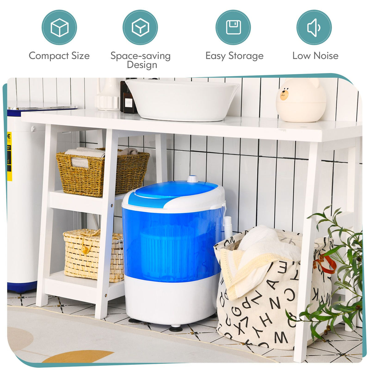 2-in-1 Mini Washer & Spin Dryer – Portable Semi-Auto Laundry for Flats, RVs, Dorms