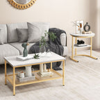 Set of 2 Nesting Coffee Table with Extra Storage Shelf