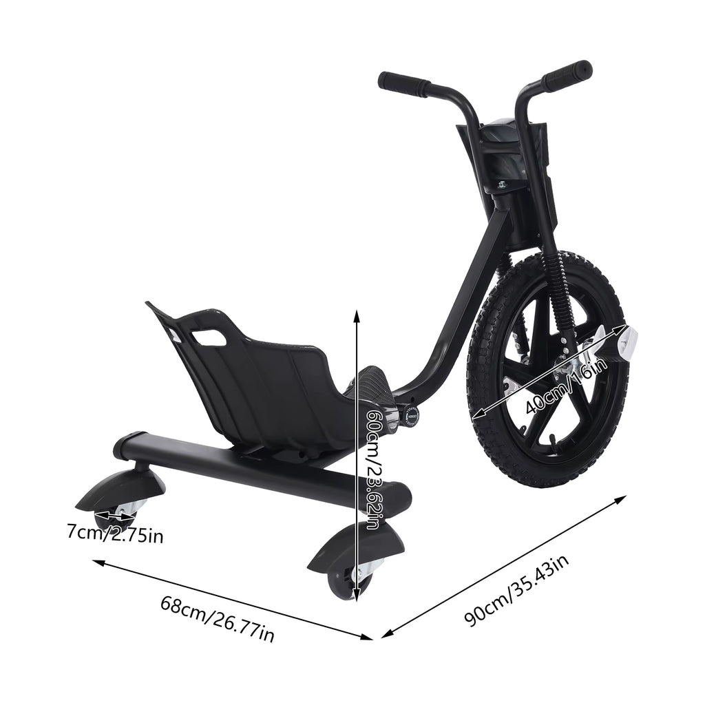 SEDOL 16-Inch Drift Scooter Trike – Kids 360° Rotating Pedal Drift Bike with Adjustable Seat, Rear Wheel Lights & Stable Design for Ages 6+