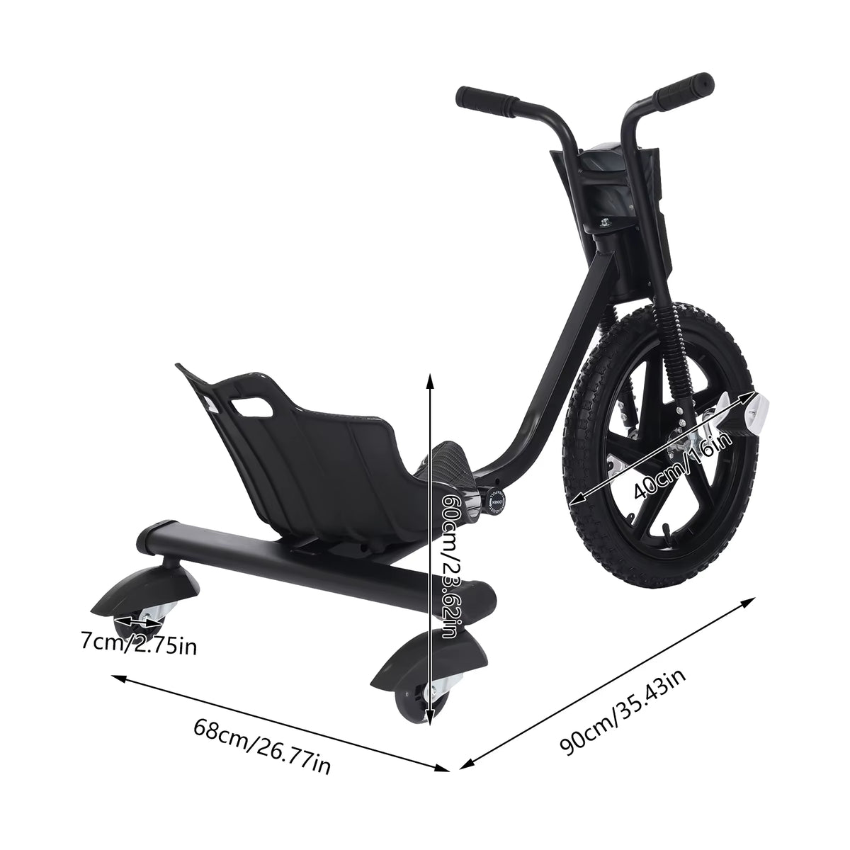 SEDOL 16-Inch Drift Scooter Trike – Kids 360° Rotating Pedal Drift Bike with Adjustable Seat, Rear Wheel Lights & Stable Design for Ages 6+