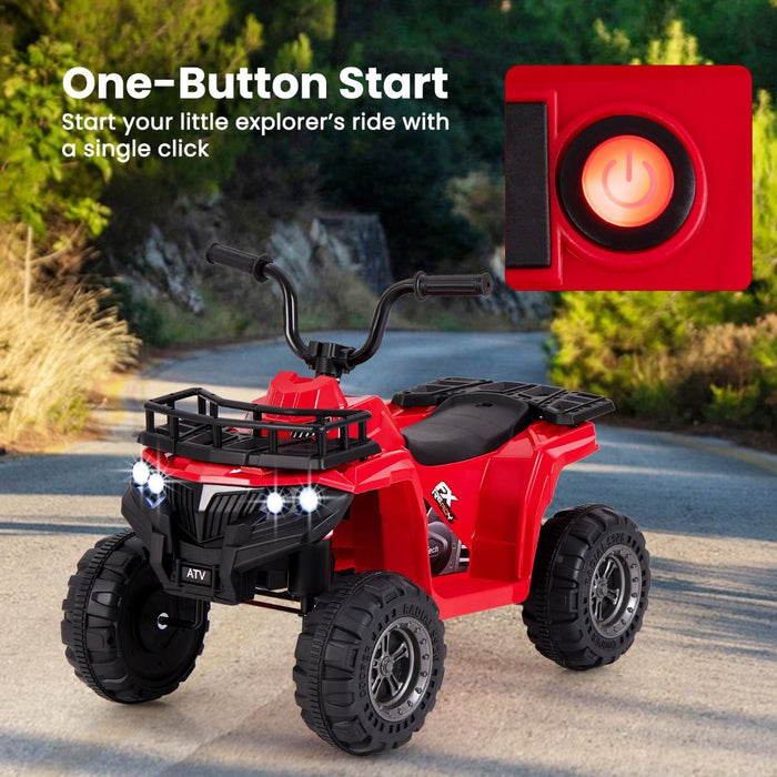6V Kids Quad Ride-On – One-Button Start ATV with Tread Tires & MP3 Player