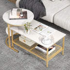 Set of 2 Nesting Coffee Table with Extra Storage Shelf