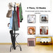Modern Freestanding Metal Coat Stand with 12 Hooks